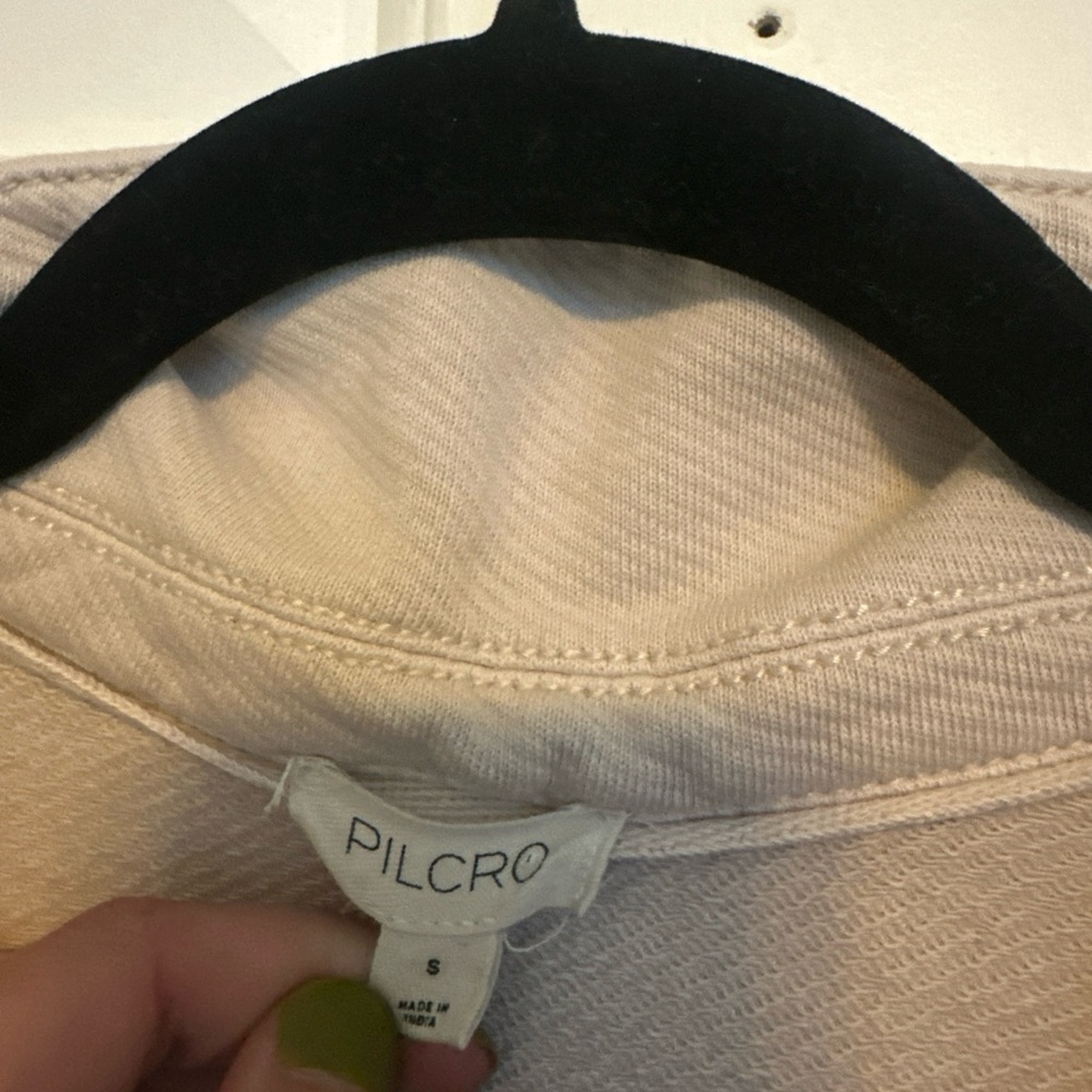 Pilcro Beige Buttoned Split Neck Henley Sweatshirt - image 3